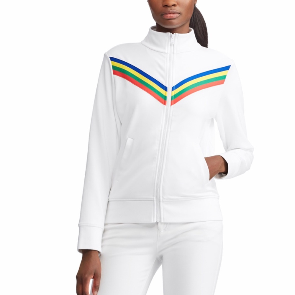 Ralph Lauren White Rainbow Track Jacket Full Zip NWT